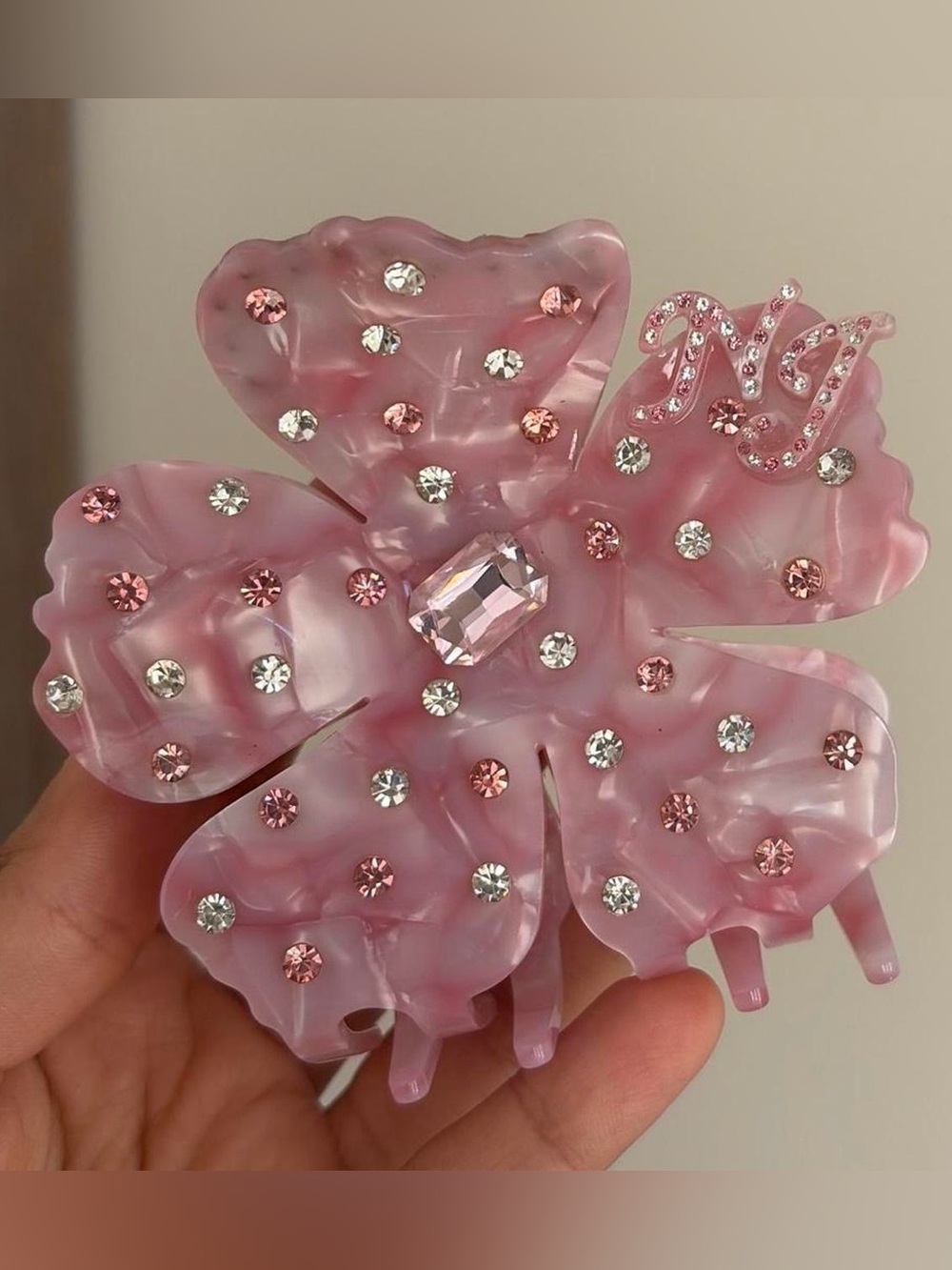 Pink Crystal Flower Hair Clip - flora hairclip by nana Jacqueline